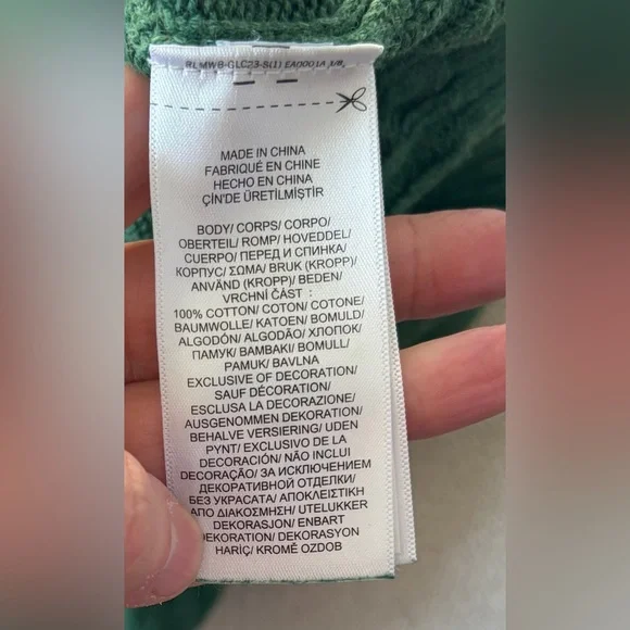 Boys Polo Ralph Lauren Cable Knit Sweater Green Pony Logo Size S (8) Cotton - Picture 7 of 7